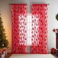 thumbnail image 1 of PONPRNGY Christmas Curtains for Kitchen Window Set of 2 Polyester Sheer Curtains for Xmas Decor Privacy Half Short Curtain Panels for Small Bathroom Windows 55 x 39 inches, 1 of 6