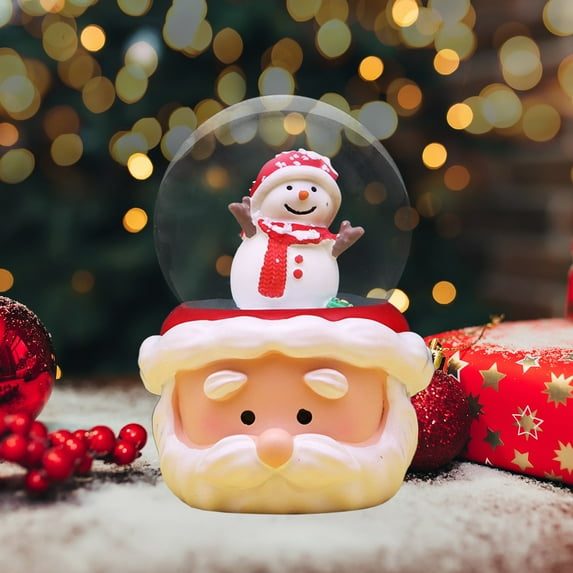 PONPRNGY Christmas Decor Snowman Snow Globes with LED Lighted Swirling Glitter Snowman Figurines Glass Ornament Tabletop Decorations Indoor