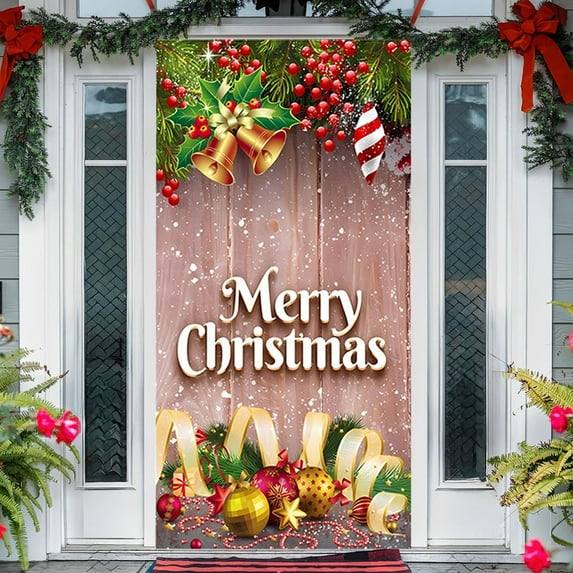 PONPRNGY Christmas Elastic Cloth Door Stickers Decorative Hanging Cloth Holiday Party Layout Background Cloth Room Door Matchinging Tapestry Cloth
