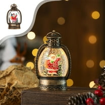 PONPRNGY Christmas Snow Globe Lantern with Swirling Glitter and Battery Powered Light for Christmas Home Decoration and Gift