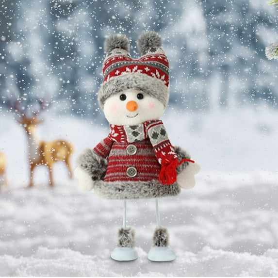 PONPRNGY Christmas Snowman Soft Stuffed Plush Snowman with Red Knitted Scarf and Hat Christmas Decor, Tabletop Decor for Xmas Holiday Party Décor