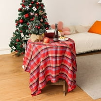 PONPRNGY Christmas Square Vinyl Tablecloth, Checkered Table Cloth, Xmas Cloth Table Cover for Dining, Party, Holiday Decor - 35 x 35 Inch