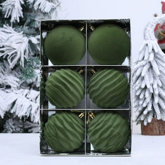 PONPRNGY Christmas Decorations 6 Piece Flocked Christmas Balls Christmas Decoration SetMultiple Styles of Christmas Tree Decorations Can Also Be Used for Other Party