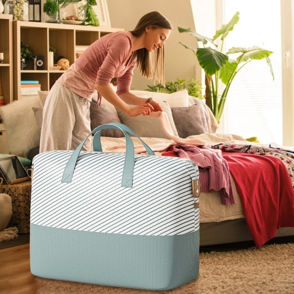 PONPRNGY Comforter Storage Bag, Blanket Storage Organizer Compression Bags, Large Capacity Space Saving Self Compression Organize for Bedding, Pillow, Duvet, Sheet Storage with Zipper