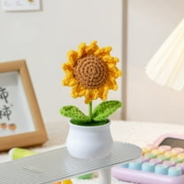 PONPRNGY Crochet Flowers - Artificial Sunflower Giifts for Women - Handmade Knitted Flower for Car Dashboard Decor - office Desk Home Decoration - Funny Gifts on Birthday Christmas