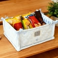 thumbnail image 1 of PONPRNGY Cute Blue-White Gingham Quilted Cotton Storage Basket, Ribbon Decor, Desktop Organizer, 1 of 5