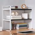 thumbnail image 1 of PONPRNGY Desktop Organizer Shelf, 2-Tier Multipurpose Wood office Desk Storage Rack,Small Computer Desk Bookshelf, Cubicle Decor Aesthetic Bookcase for Home office, 1 of 6