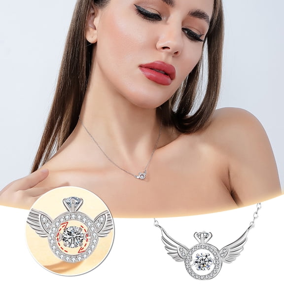 PONPRNGY Diamond Floating Necklace for Women, Moissanite Dancing Heart Pendant, Diamond Heart Jewelry Love You Necklace Gift for Mother's Day Valentine's Day Wife Mom