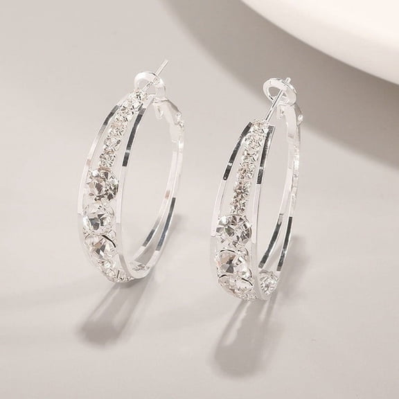 PONPRNGY Fashion Women Exaggerated Zircon Temperament Earrings Ear Clips Ladies Jewelry