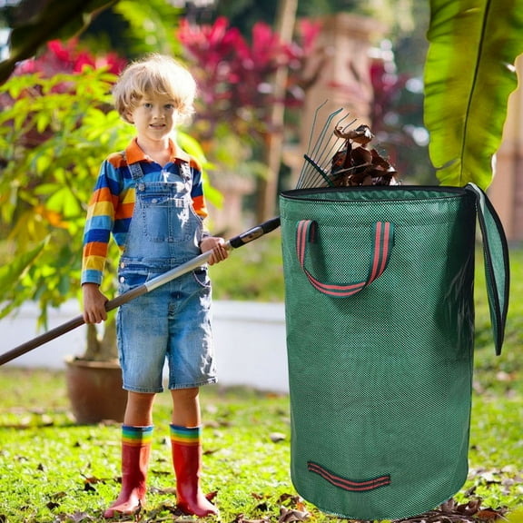 PONPRNGY Garden Bags for Leaves, Leaf Bags Reusable Zippered Top with Yard Leaf Collector Bag Heavy Duty with Handles Garden Leaf Bag Leaf Collector