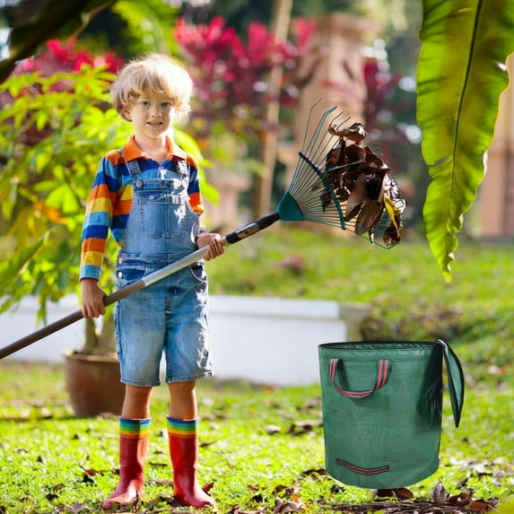 PONPRNGY Garden Bags for Leaves, Leaf Bags Reusable Zippered Top with Yard Leaf Collector Bag Heavy Duty with Handles Garden Leaf Bag Leaf Collector