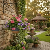 PONPRNGY Hanging Planters Hanging Plant Basket for Indoor Outdoor Plants Set Plastic Hanging Flower Pot with Drainage Holes and Removable Trays for Home Garden