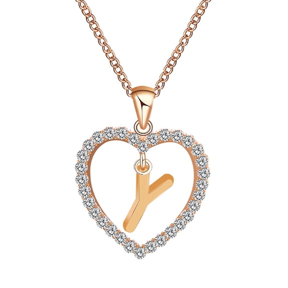 PONPRNGY Heart Initial Necklaces for Women - Dainty Gold Plated Heart Pendant Necklace with Tiny Letter A-Z, Non Tarnish Trendy Jewelry Valentine's Day Gifts for Mom Wife Girlfriend