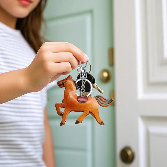 PONPRNGY Horse Leather Bag Charm Keychain Purse Charms for Women Handbags