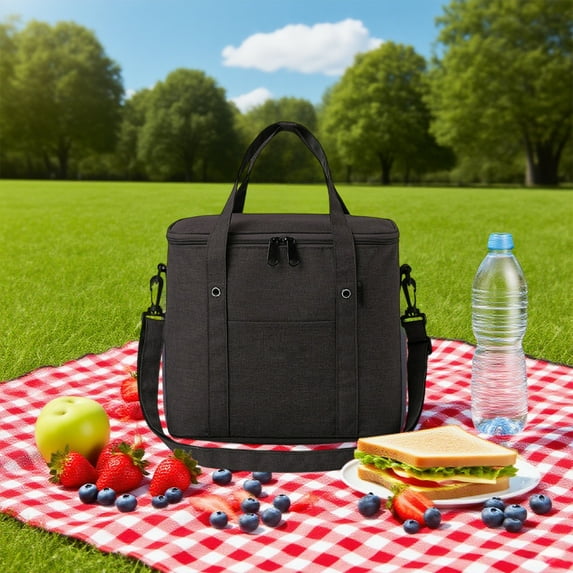 PONPRNGY Large Insulated Lunch Box Men Women, Lunch Bag for Work, Leakproof Soft Cooler Tote Adult, Lunch Pail, Picnic Beach Collapsible Food Bag with Shoulder Strap