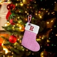 thumbnail image 1 of PONPRNGY Letter Embroidered Christmas Stocking, Personalized Pink Velvet Christmas Stocking, Family Holiday Decorations and Xmas Gift, 1 of 5