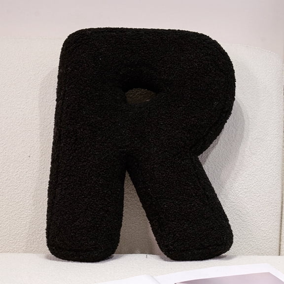 PONPRNGY Letter Plush Pillow, Letter Hugging Throw Pillows, Black Decorative Initial Letter Shaped Throw Pillows for Bed Couch, Letter Pillows English Alphabet for Sofa Living Room Decor