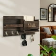 thumbnail image 1 of PONPRNGY Mail Organizer for Wall Mount – Key Holder with Shelf Includes Letter Holder and Hooks for Hallway Farmhouse Decor – Rustic Wood with Flush Mounting Hardware, 1 of 6
