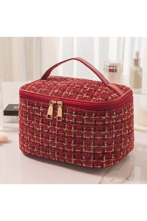 Makeup Bag Cosmetic Bag Quilted Travel Makeup Toiletry Bags Set Organizer Cute Make Up Accessories Zipper Bags Pouch Travel Essentials Gifts for Women Teen Girls