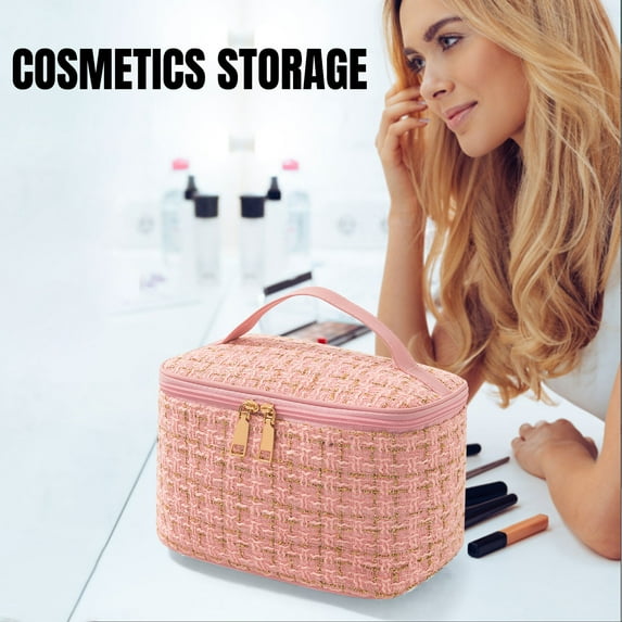PONPRNGY Makeup Bag Cosmetic Bag Quilted Travel Makeup Toiletry Bags Set Organizer Cute Make Up Accessories Zipper Bags Pouch Travel Essentials Gifts for Women Teen Girls