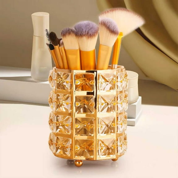 PONPRNGY Makeup Brush Holder Organizer Crystal Vanity Decor Bling Personalized Comb Brushes Pen Storage Box Container (Crystal Pot)