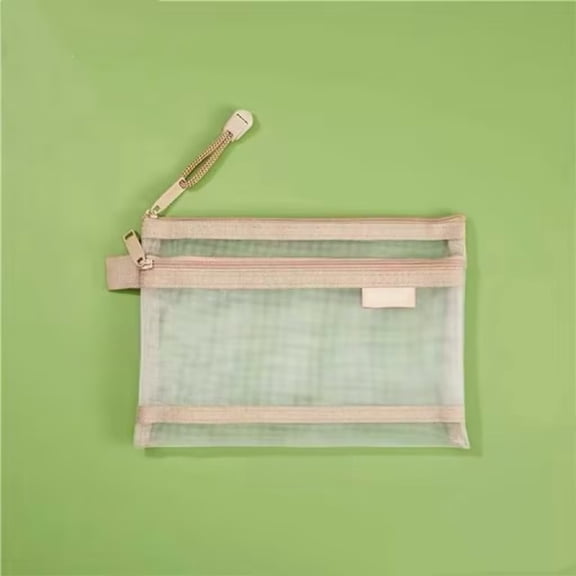 PONPRNGY Mesh Zipper Pouch Bags, Double-Layer Nylon Document Bag, File Storage Pouches for office Supplies
