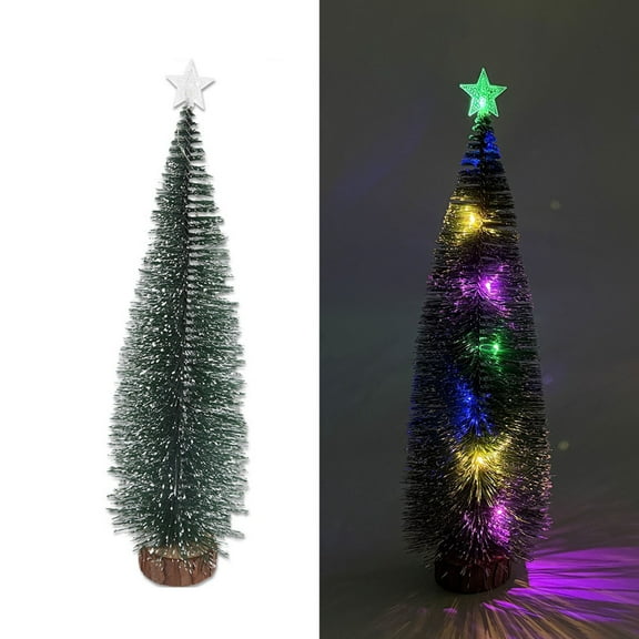 PONPRNGY Mini Christmas Tree with Lights, Multi-Color Artificial Tabletop Small Christmas Tree, Bottle Brush Xmas Trees for Christmas Decorations