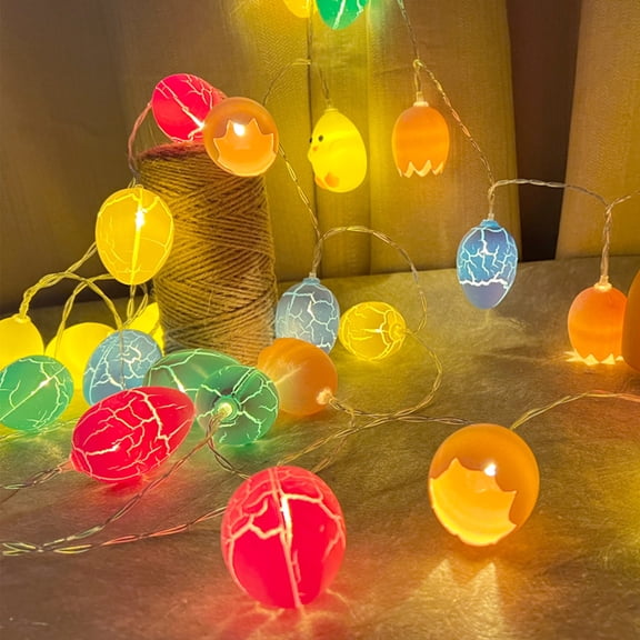 PONPRNGY Multicolor 3D Crack Egg String Lights - Pastel Lights for Home, Bedroom, Party, Indoor/Outdoor Easter Decorations