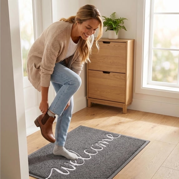 PONPRNGY PVC Funny Welcome Mats, Front Door Mat for Outside Entry, Doormat Outdoor/Indoor Entrance, Rugs Entryway Indoor, Outdoor Home Porch Decor 23"x15"