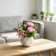 thumbnail image 1 of PONPRNGY Potted Peony Artificial Flowers Indoor Fake Plant Bathroom Accessories Decor, Faux Silk Flowers Arrangement in Vase Centerpieces for Tables Dresser Shelf Decor, 1 of 6