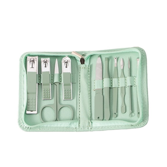 PONPRNGY Professional Nail Clipper Kit - 10 Pieces Stainless Steel Manicure Kit, Nail Care Tools with Luxurious Travel Case