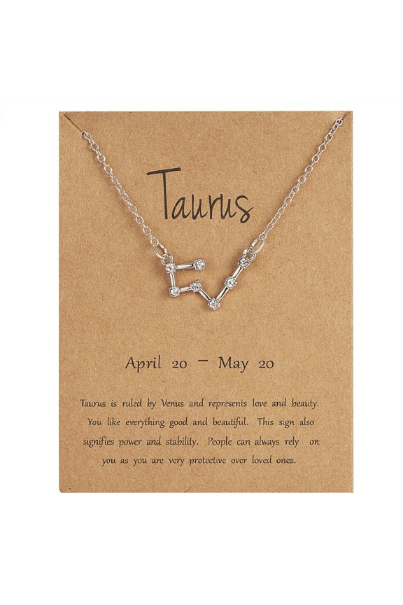 Rhinestone Zodiac Pendant Necklace for Women Silver Crystal 12 Constellation Necklaces Horoscope Sign Star Gemini Necklace Friendship Jewelry