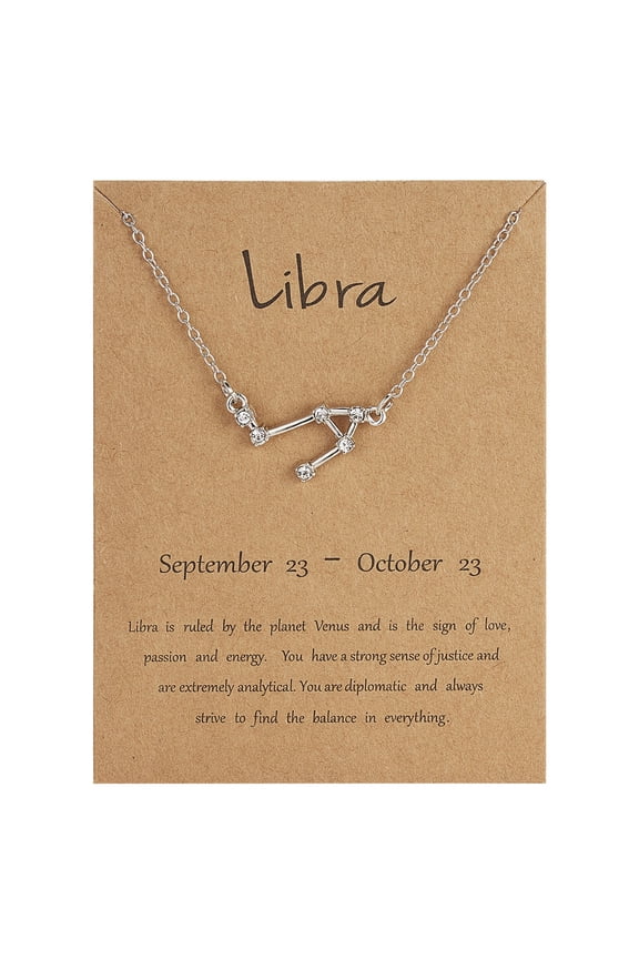 Rhinestone Zodiac Pendant Necklace for Women Silver Crystal 12 Constellation Necklaces Horoscope Sign Star Gemini Necklace Friendship Jewelry