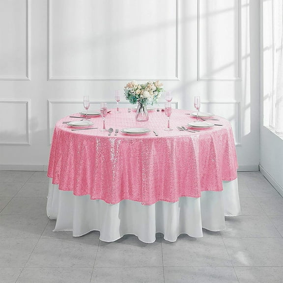 PONPRNGY Round Tablecloth Red Sequin Table Cloth Glitter Table Cover for Holiday Banquet Dining Wedding Halloween Christmas Party Decoration