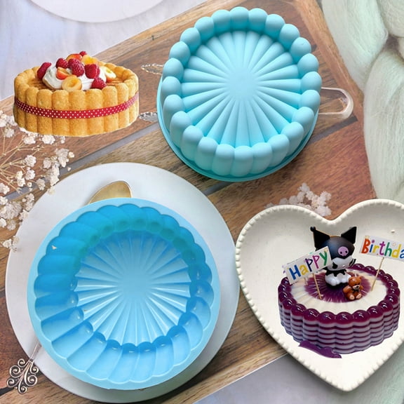 PONPRNGY Silicone Bundt Cake with 6 Inch Pan (1 Pack) - Nonstick Baking Mold for Pound Cake, Jello, Bread & Brownies, Dishwasher Safe