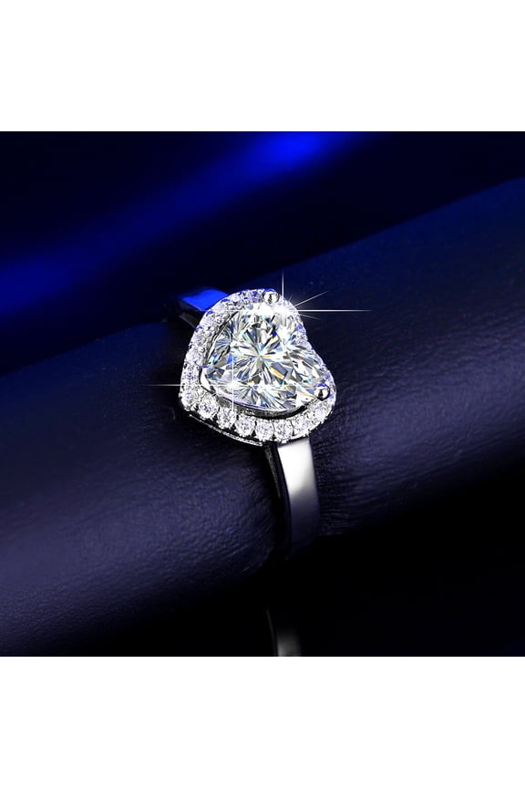 Simple Band/Solitaire Rings for Women Girls Alloy Engagement Wedding Rings Size 6 Heart Gemstone