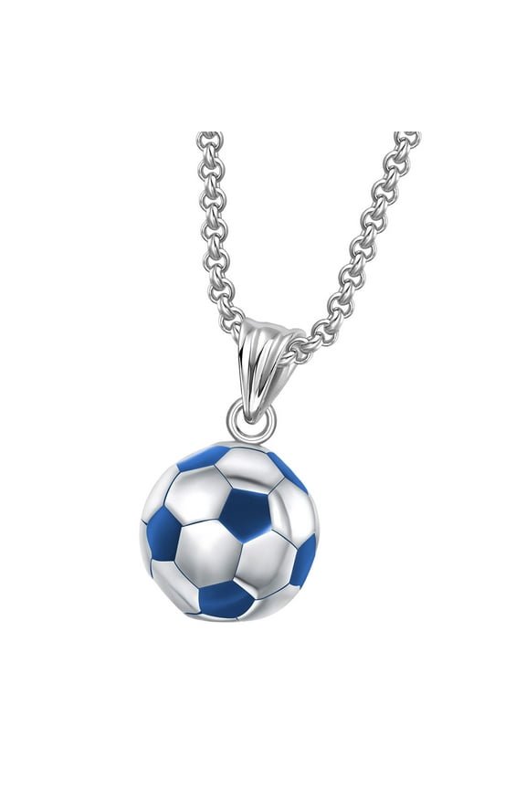 Soccer Necklace - Solid Stainless Steel Ball Pendant for Fans Team Jewelry Gift