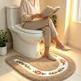 thumbnail image 1 of PONPRNGY Soft Floral Non-Slip Toilet Contour Rug, Contour Bath Rug, Soft Shaggy U-Shaped Toilet Floor Mat for Bathroom, Khaki, 1 of 7