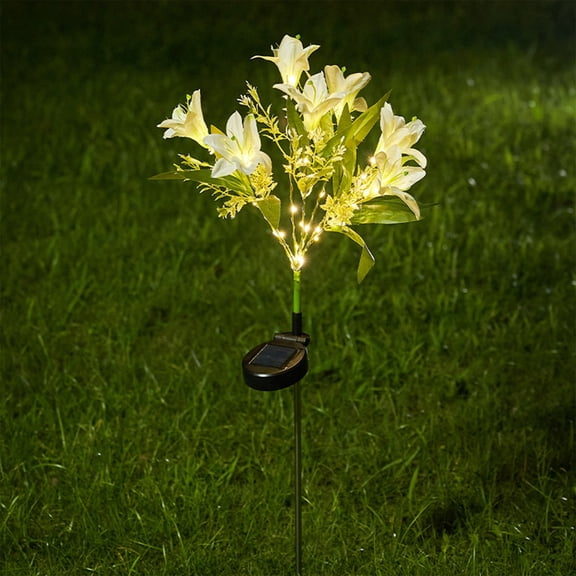 PONPRNGY Solar Garden Lights Outdoor, 1 Pack Flower Lights for Outside, Solar Lilies Waterproof Garden Decor for Yard, Patio, Gifts for Women Mom