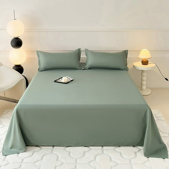 PONPRNGY Solid Color Cotton Flat Sheet Only Queen Size, Soft Washed Cotton, Cooling Breathable Bed Sheet 1pc