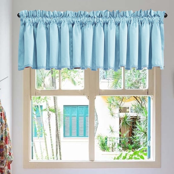 PONPRNGY Solid Color Window Valance Cottage Layout Curtain Decoration Curtain Rod Pocket Valance for Kitchen/Living Room 18 X 54 In