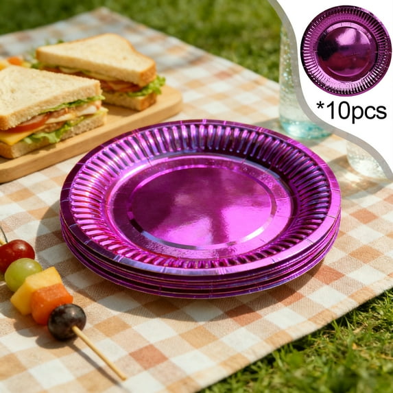 PONPRNGY Solid Round Dinner Plates - 7" (Pack of 10) - Premium Paper - Perfect for Parties & Events