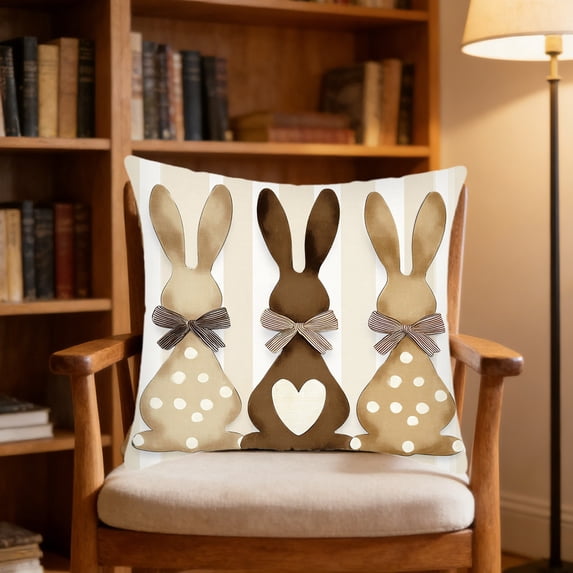 PONPRNGY Spring Easter Pillow Covers 17x17 1Pc Decorative Throw Pillow Covers Farmhouse Cushion Cases for Sofa Couch Living Room Outdoor Home Decor