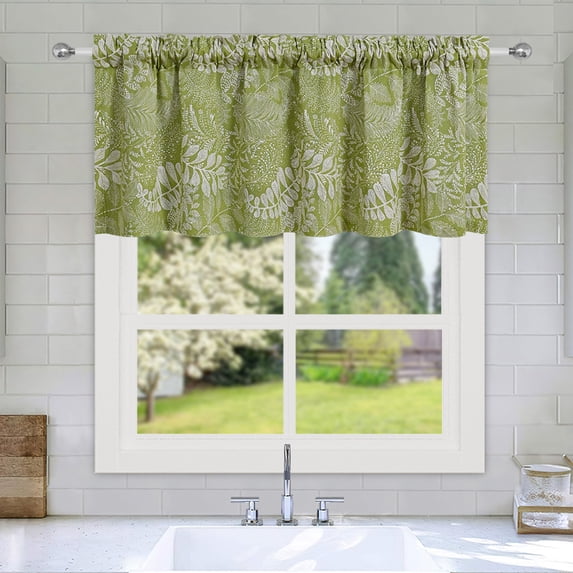 PONPRNGY Spring Summer Floral Curtain Valances for Kitchen Window Rod Pocket Valance Windows Treatments 1 Panel Short Toppers Curtains 55x18 Inch for Bedroom Living Room Décor