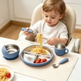 thumbnail image 1 of PONPRNGY Stainless Steel Feeding Set, Suction Plate Bowl Cup with Spoon fork, Divided Plate, BPA‑Free, Durable, Easy to Clean, 1 of 6