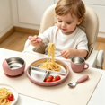 thumbnail image 1 of PONPRNGY Stainless Steel Feeding Set, Suction Plate Bowl Cup with Spoon fork, Divided Plate, BPA‑Free, Durable, Easy to Clean, 1 of 6
