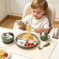thumbnail image 1 of PONPRNGY Stainless Steel Feeding Set, Suction Plate Bowl Cup with Spoon fork, Divided Plate, BPA‑Free, Durable, Easy to Clean, 1 of 6