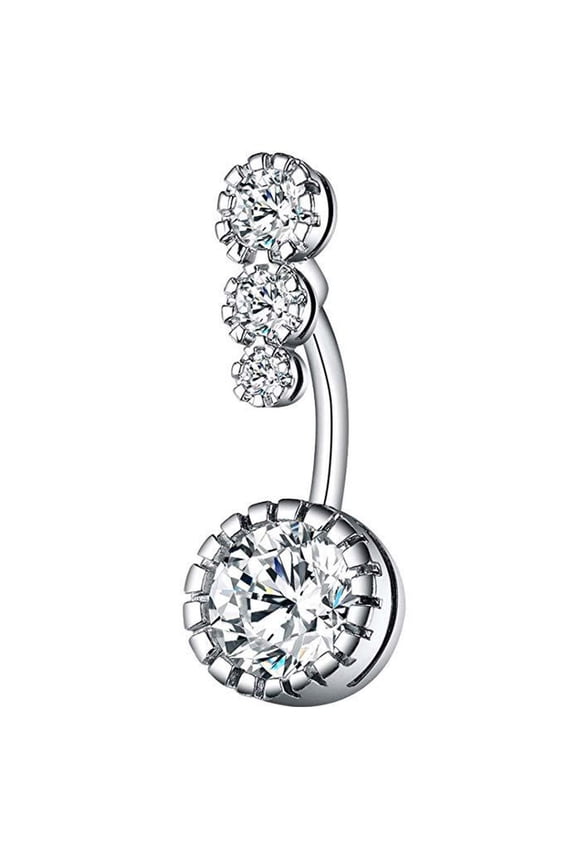 Surgical Steel Belly Button Rings, Clear Navel Rings, Belly Piercing Jewelry