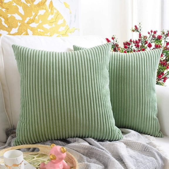 PONPRNGY Throw Pillow Covers Decorative 1Pc Soft Velvet Corduroy Striped Square Cushion Cover for Bench Couch Decor, 15 x 15 inch