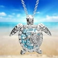 thumbnail image 1 of PONPRNGY Turtle Necklace for Women Mom Sterling Silver Infinity Sea Turtle Pendant Necklaces Opal Tortoise Ocean Wave Jewelry Mothers Day Valentine's Day Gifts, 1 of 3